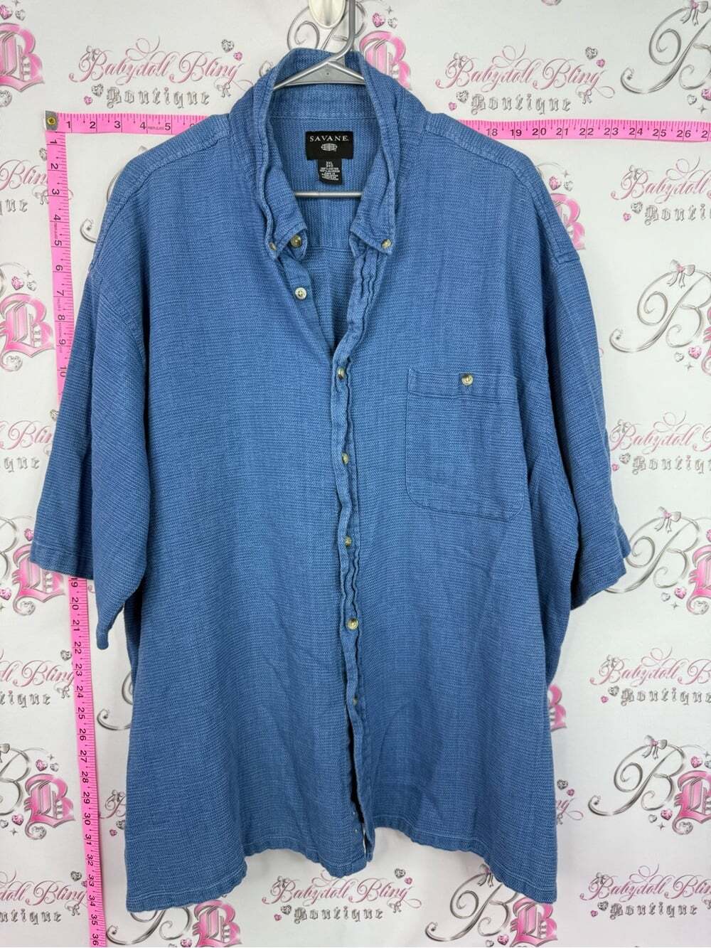Savane Men's Short-Sleeve Button-Down Shirt in Light Blue